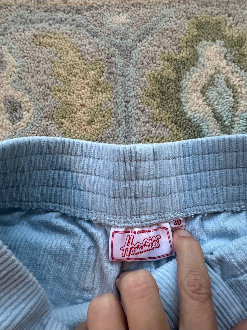 High-Rise Light Blue Corduroy Women's Shorts - Picture 3 of 5